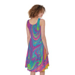 Psychedelic Liquid Print Women's Sleeveless Dress