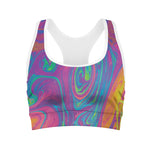 Psychedelic Liquid Print Women's Sports Bra