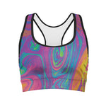 Psychedelic Liquid Print Women's Sports Bra