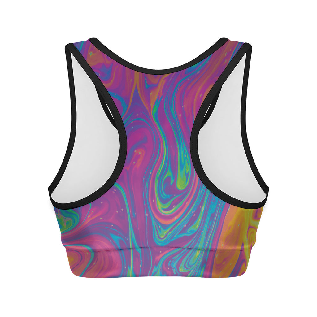 Psychedelic Liquid Print Women's Sports Bra