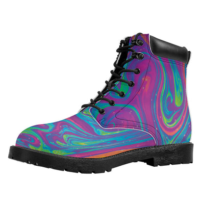 Psychedelic Liquid Print Work Boots