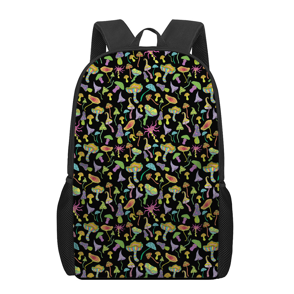 Psychedelic Mushroom Pattern Print 17 Inch Backpack