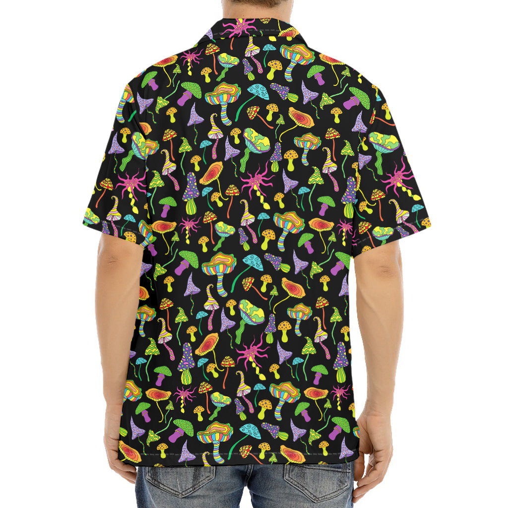 Psychedelic Mushroom Pattern Print Aloha Shirt