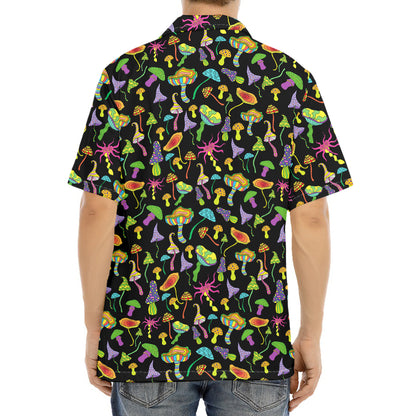 Psychedelic Mushroom Pattern Print Aloha Shirt