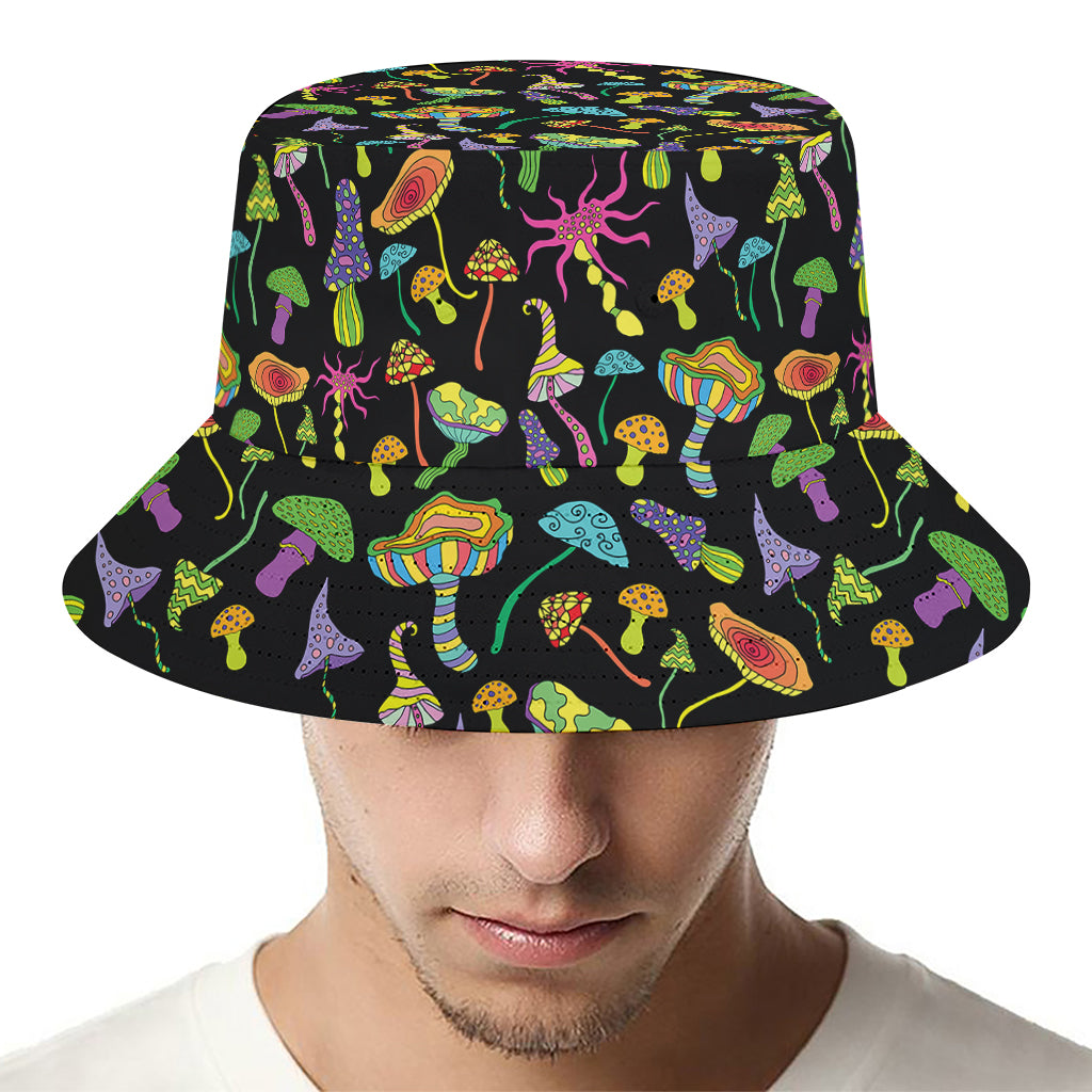 Psychedelic Mushroom Pattern Print Bucket Hat