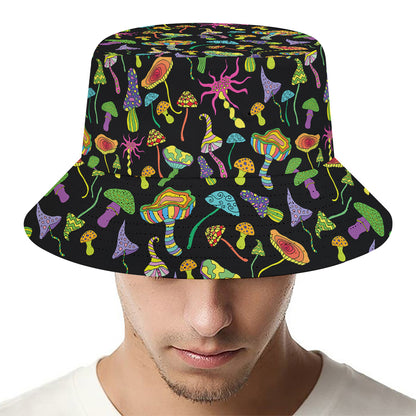 Psychedelic Mushroom Pattern Print Bucket Hat