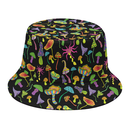 Psychedelic Mushroom Pattern Print Bucket Hat