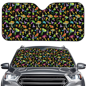 Psychedelic Mushroom Pattern Print Car Windshield Sun Shade