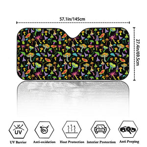 Psychedelic Mushroom Pattern Print Car Windshield Sun Shade