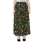 Psychedelic Mushroom Pattern Print Chiffon Maxi Skirt