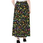 Psychedelic Mushroom Pattern Print Chiffon Maxi Skirt