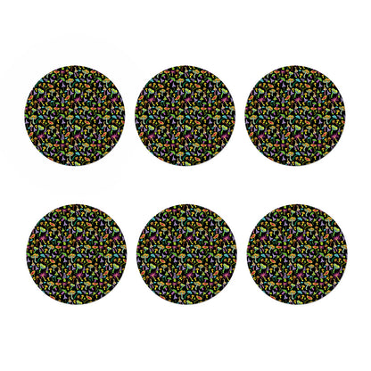 Psychedelic Mushroom Pattern Print Coaster Set