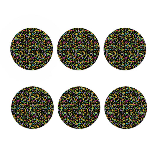 Psychedelic Mushroom Pattern Print Coaster Set