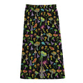 Psychedelic Mushroom Pattern Print Cotton Front Slit Maxi Skirt