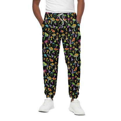 Psychedelic Mushroom Pattern Print Cotton Pants
