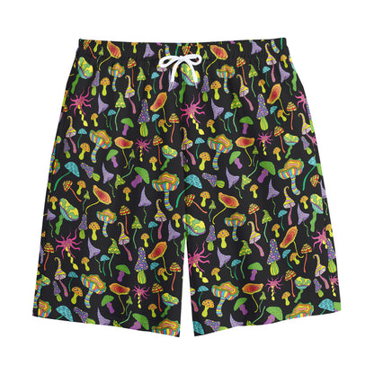 Psychedelic Mushroom Pattern Print Cotton Shorts