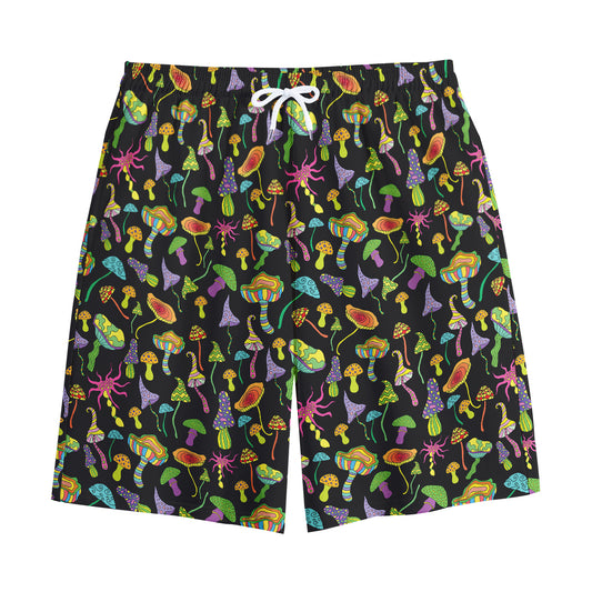 Psychedelic Mushroom Pattern Print Cotton Shorts
