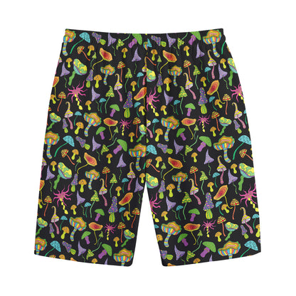 Psychedelic Mushroom Pattern Print Cotton Shorts