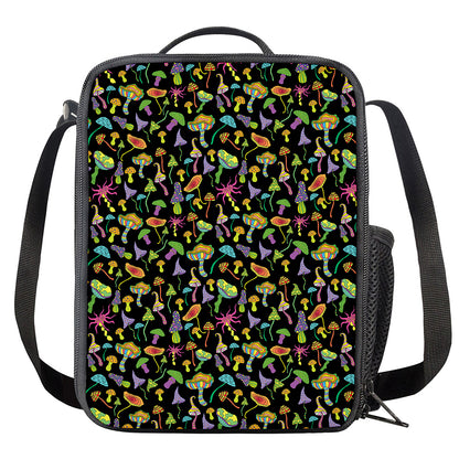 Psychedelic Mushroom Pattern Print Crossbody Lunch Bag