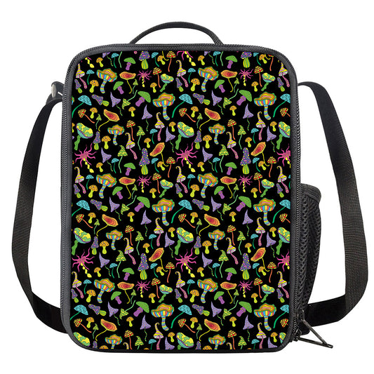 Psychedelic Mushroom Pattern Print Crossbody Lunch Bag