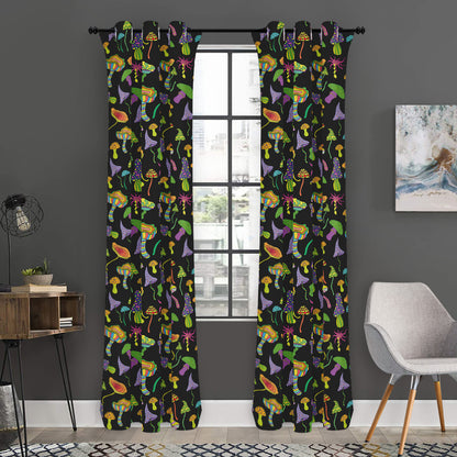Psychedelic Mushroom Pattern Print Curtain
