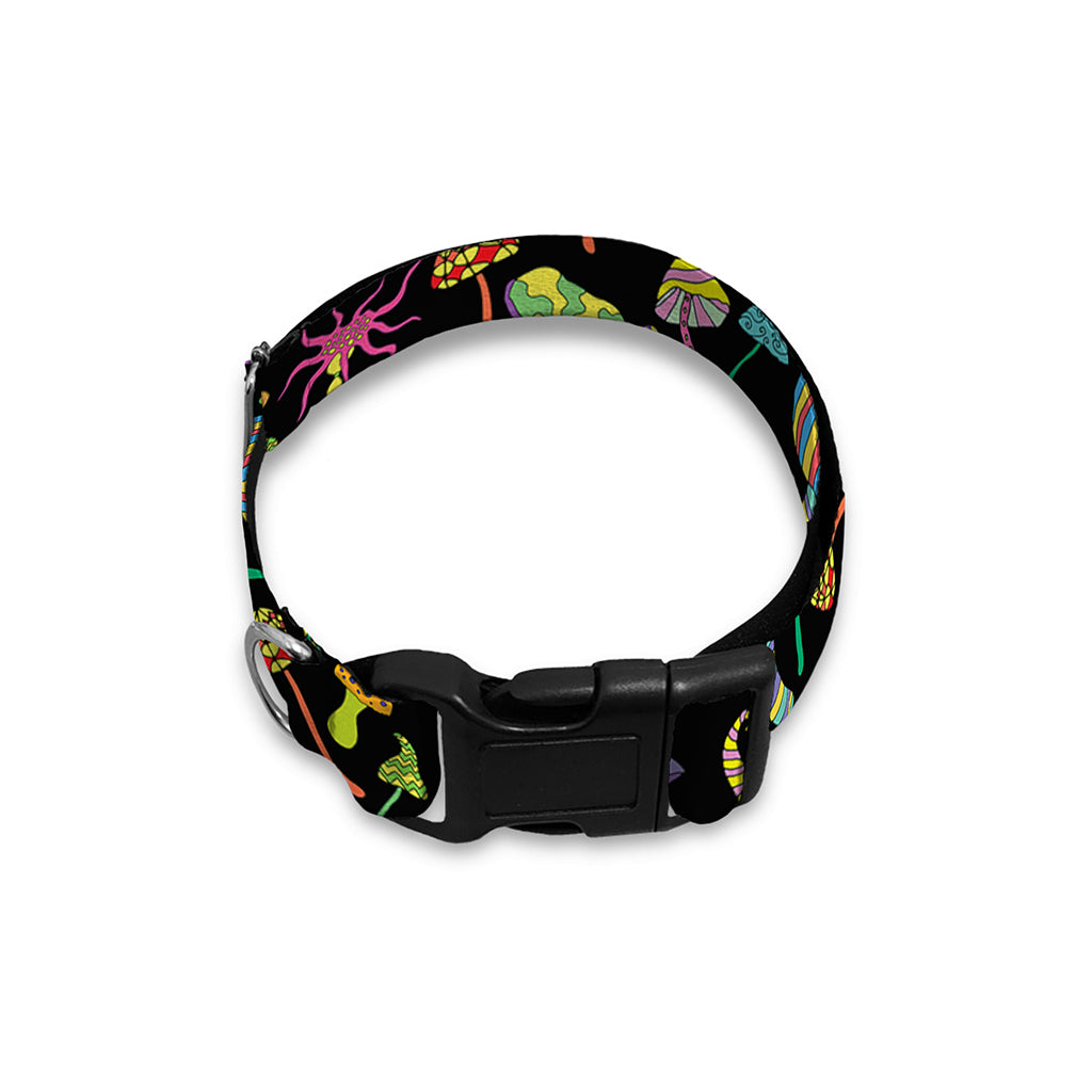 Psychedelic Mushroom Pattern Print Dog Collar