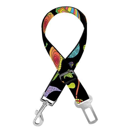 Psychedelic Mushroom Pattern Print Dog Seat Belt