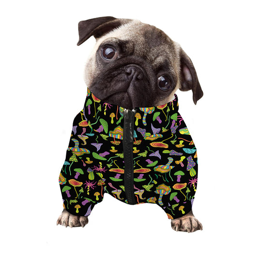 Psychedelic Mushroom Pattern Print Dog Zip Up Jacket