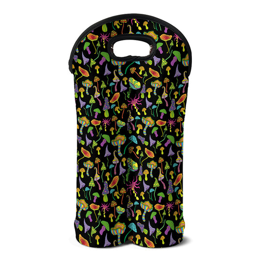 Psychedelic Mushroom Pattern Print Double Neoprene Wine Tote
