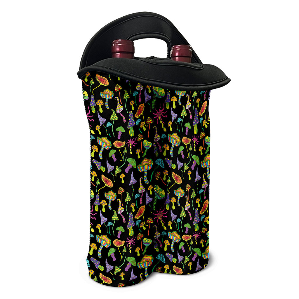 Psychedelic Mushroom Pattern Print Double Neoprene Wine Tote