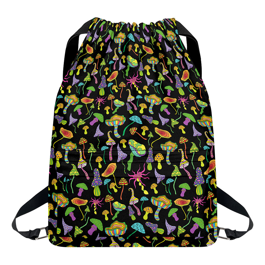 Psychedelic Mushroom Pattern Print Drawstring Backpack