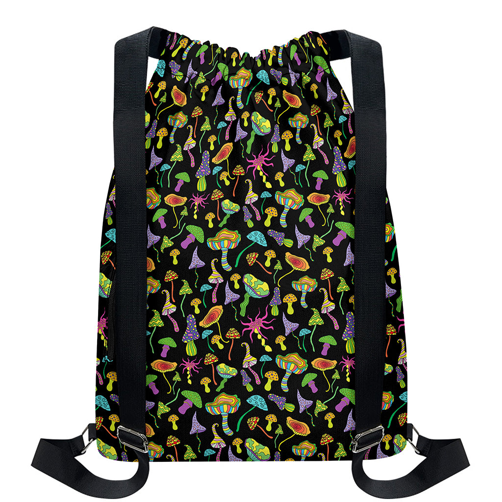 Psychedelic Mushroom Pattern Print Drawstring Backpack