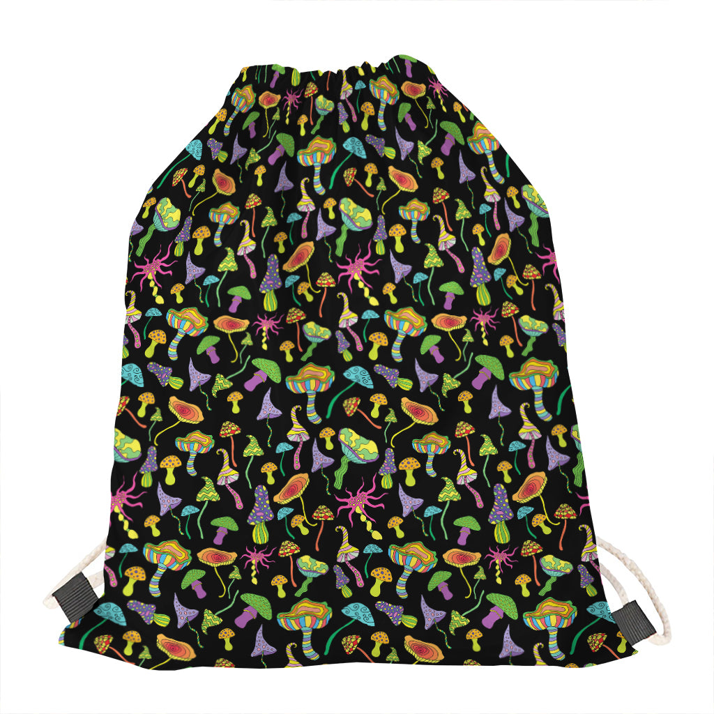 Psychedelic Mushroom Pattern Print Drawstring Bag