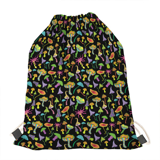Psychedelic Mushroom Pattern Print Drawstring Bag