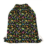 Psychedelic Mushroom Pattern Print Drawstring Bag