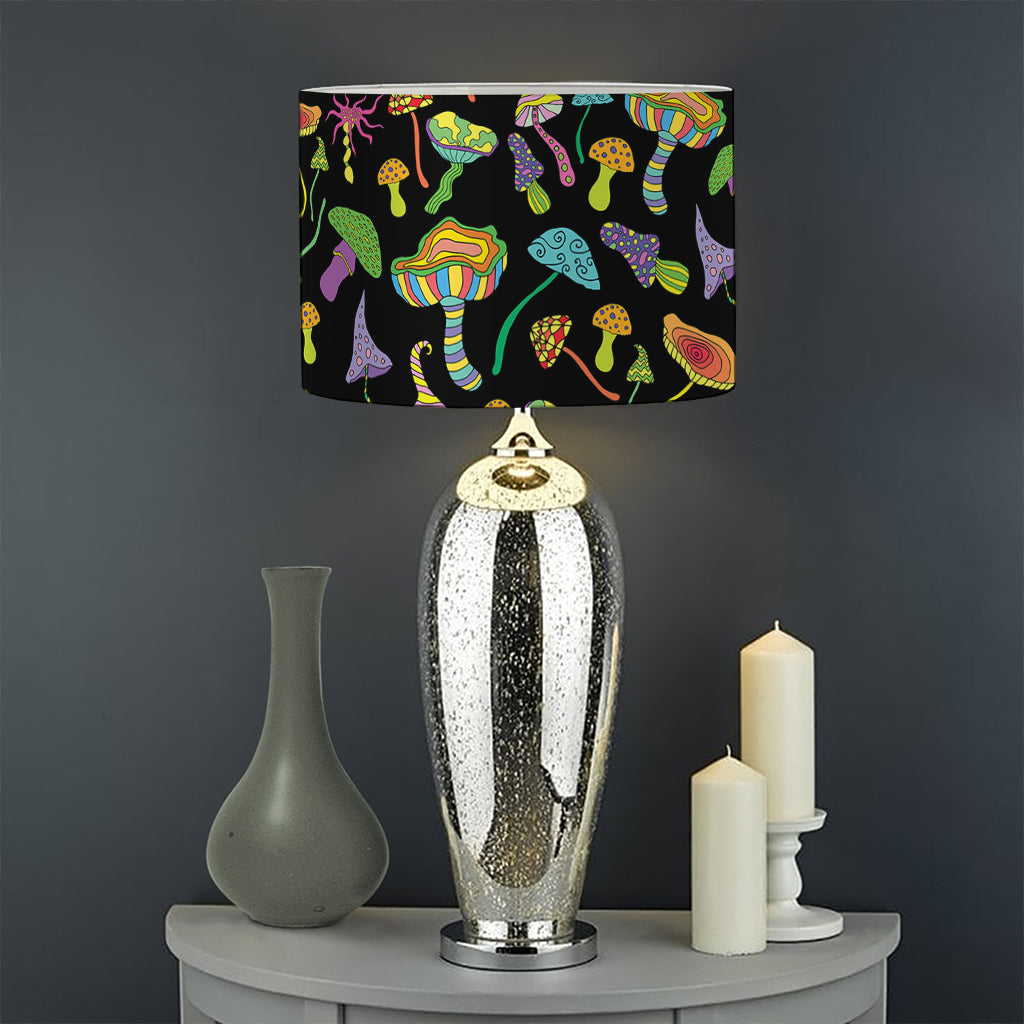 Psychedelic Mushroom Pattern Print Drum Lamp Shade