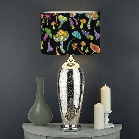 Psychedelic Mushroom Pattern Print Drum Lamp Shade