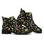 Psychedelic Mushroom Pattern Print Flat Ankle Boots