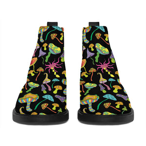 Psychedelic Mushroom Pattern Print Flat Ankle Boots