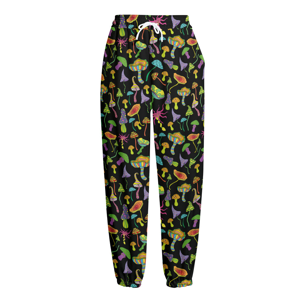 Psychedelic Mushroom Pattern Print Fleece Lined Knit Pants