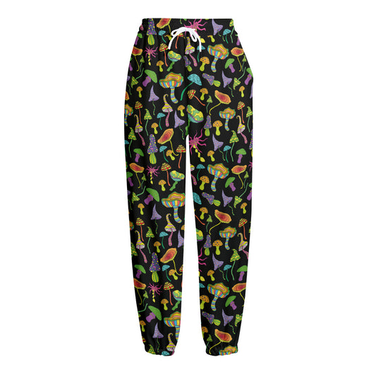 Psychedelic Mushroom Pattern Print Fleece Lined Knit Pants