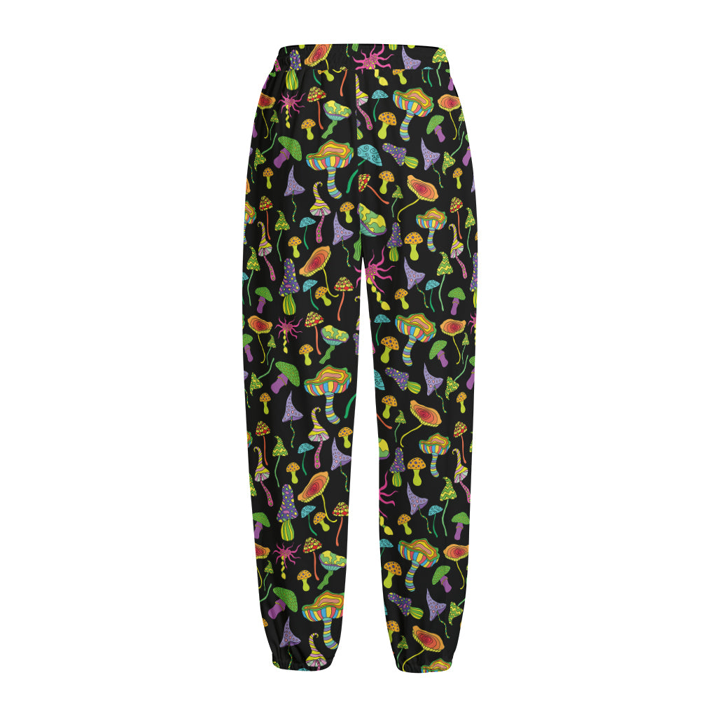 Psychedelic Mushroom Pattern Print Fleece Lined Knit Pants