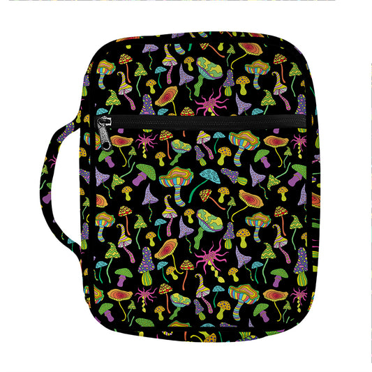 Psychedelic Mushroom Pattern Print Front Pocket Bible Bag
