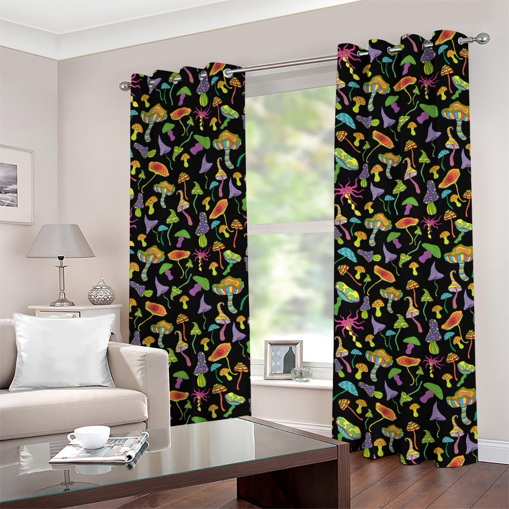 Psychedelic Mushroom Pattern Print Grommet Curtains