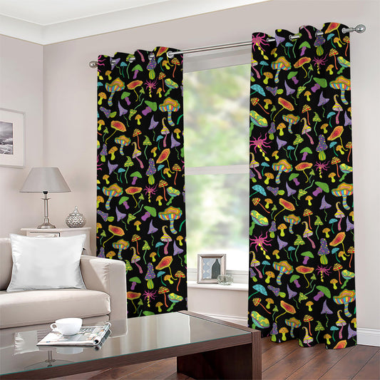 Psychedelic Mushroom Pattern Print Grommet Curtains