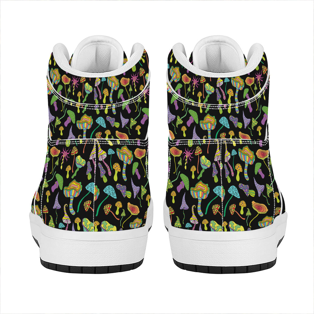 Psychedelic Mushroom Pattern Print High Top Leather Sneakers