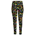 Psychedelic Mushroom Pattern Print High-Waisted Pocket Leggings