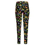 Psychedelic Mushroom Pattern Print High-Waisted Pocket Leggings