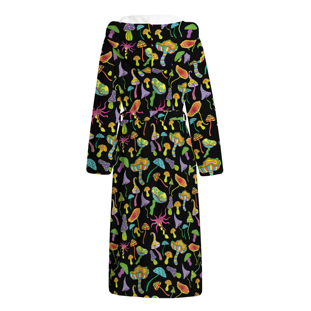 Psychedelic Mushroom Pattern Print Hooded Bathrobe