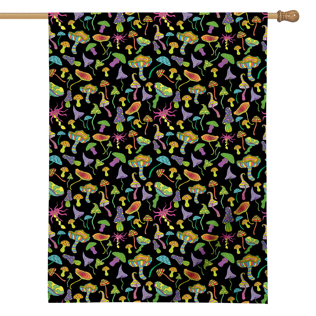 Psychedelic Mushroom Pattern Print House Flag